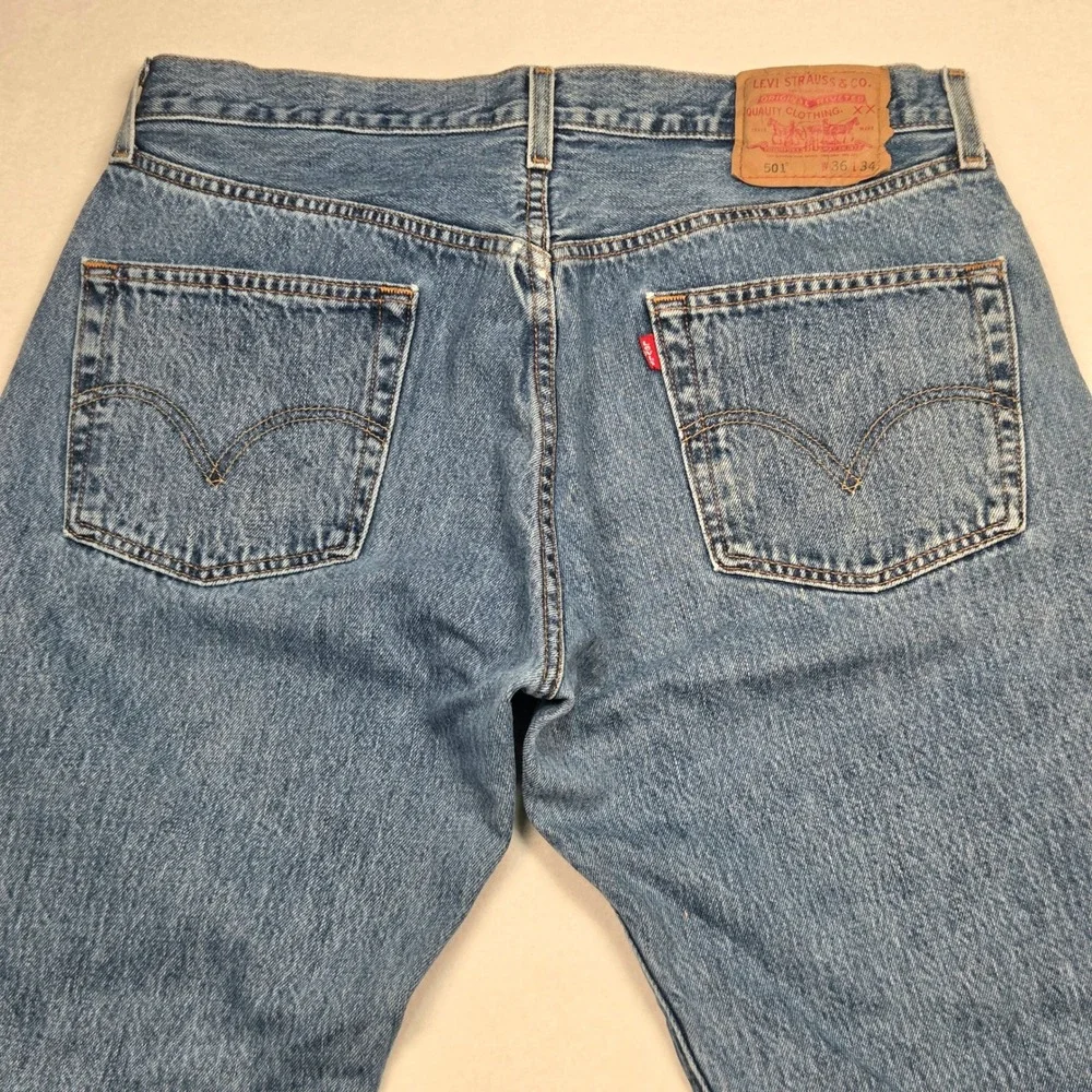 Vtg Levi's 501 Original Fit Y2K Jeans Mens 36x34 (Fits 34×32) Blue Straight Leg
